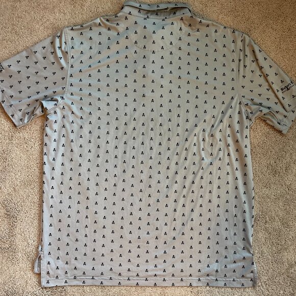 Peter Millar Men XLarge Gray Skull All Over Print Summer Comfort Golf Polo Shirt - Picture 8 of 8